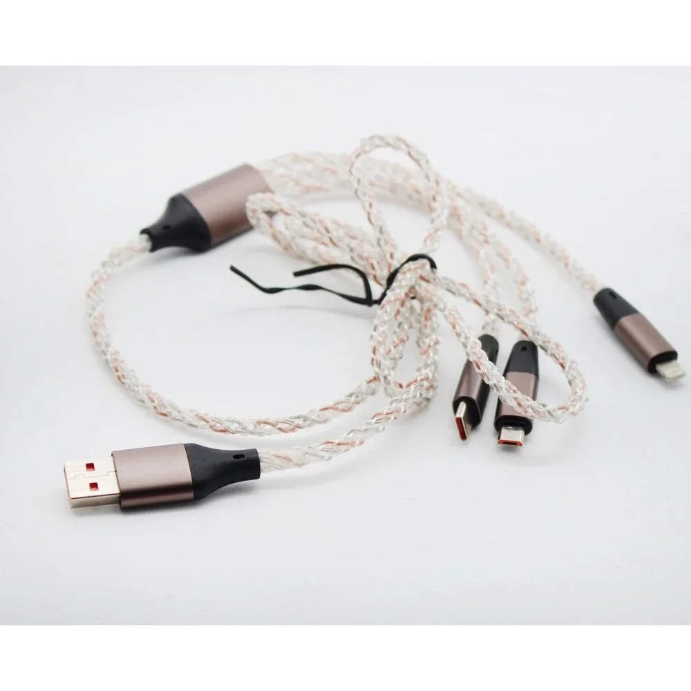 Universal 3 in 1 Braided Charging Cable USB to USB-C Micro-USB Lightning 3 ft
